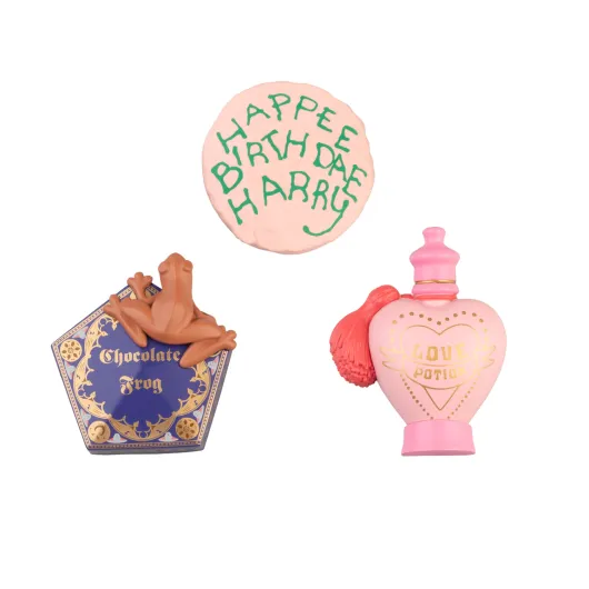 Set de 3 Imans Harry Potter – Ranas de Chocolate, Poção Amortentia e Tarte Hagrid