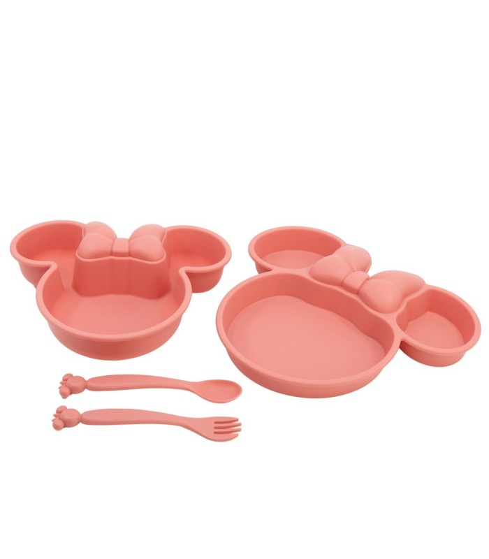 Conjunto de 4 Peças Minnie Mouse - Prato, Bowl e Talheres