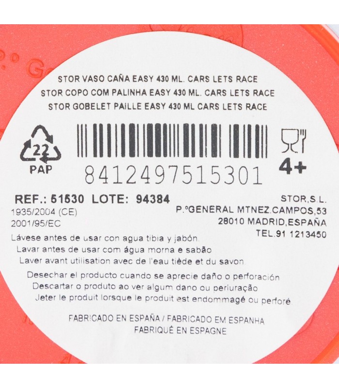 Copo Caña Easy 430 ml Cars – Vamos Correr
