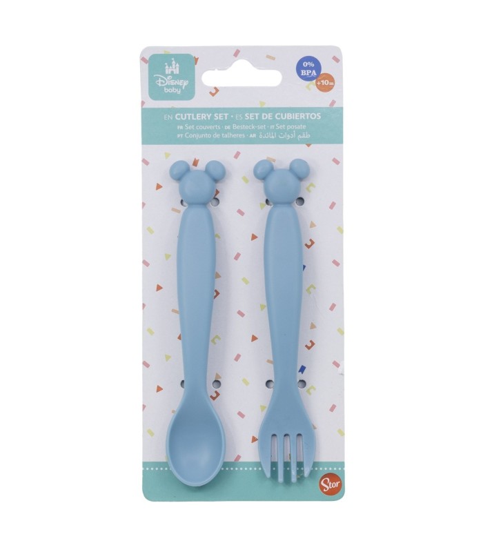 CONJUNTO DE 2 TALHERES PP FORMA (COLHER E GARFO) MICKEY MOUSE