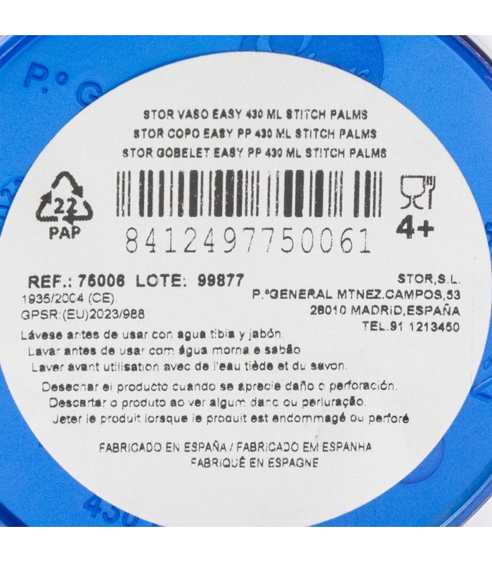 Copo Easy Grande 430 ml Stitch Palms