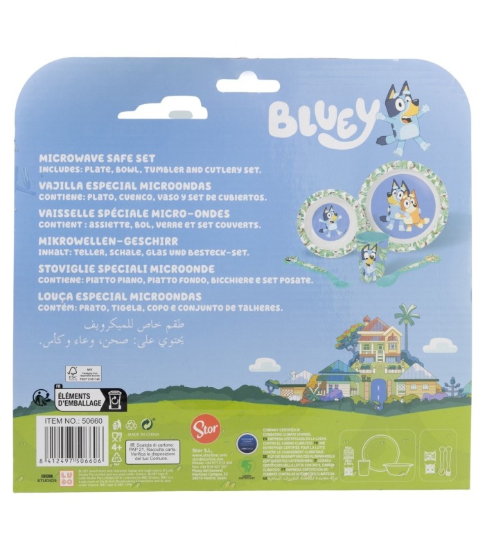 Conjunto Micro 5 PCS (Prato, Tigela, Copo e Talheres) Bluey