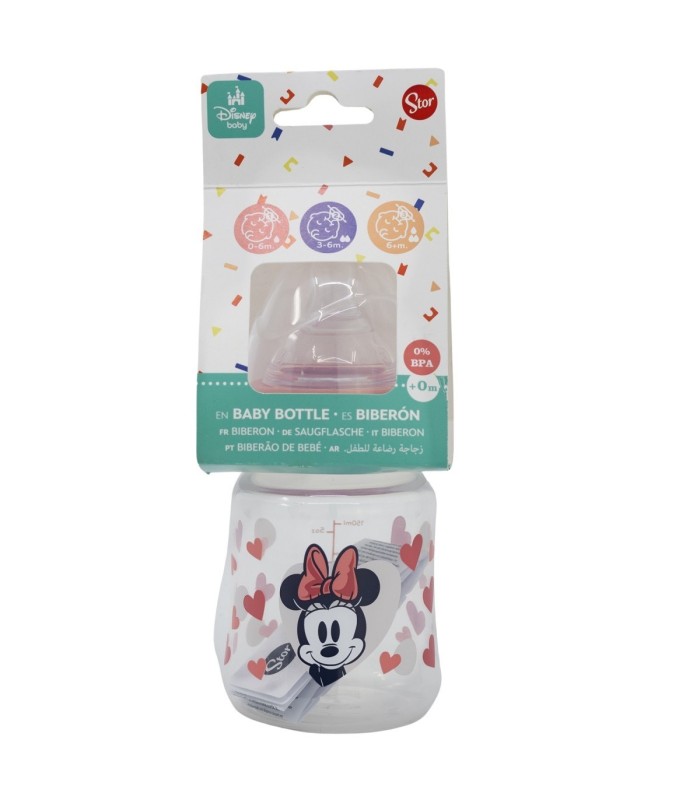 Biberão Minnie Mouse 150 ml com Tetina de Silicone 3 Posições