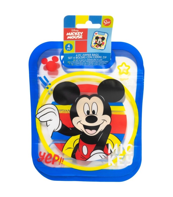 SET 4 BOLSAS COM FECHO ZIP MICKEY MOUSE TRUE CHAMPIONS
