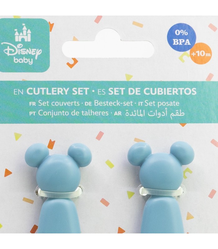 CONJUNTO DE 2 TALHERES PP FORMA (COLHER E GARFO) MICKEY MOUSE