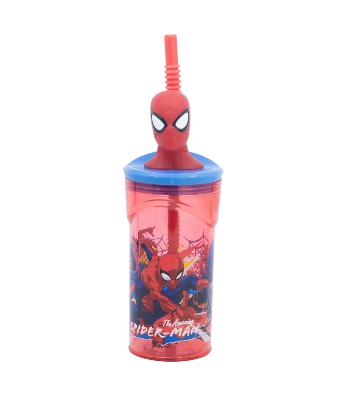 Copo 3D Spiderman com Canudo 360 ml