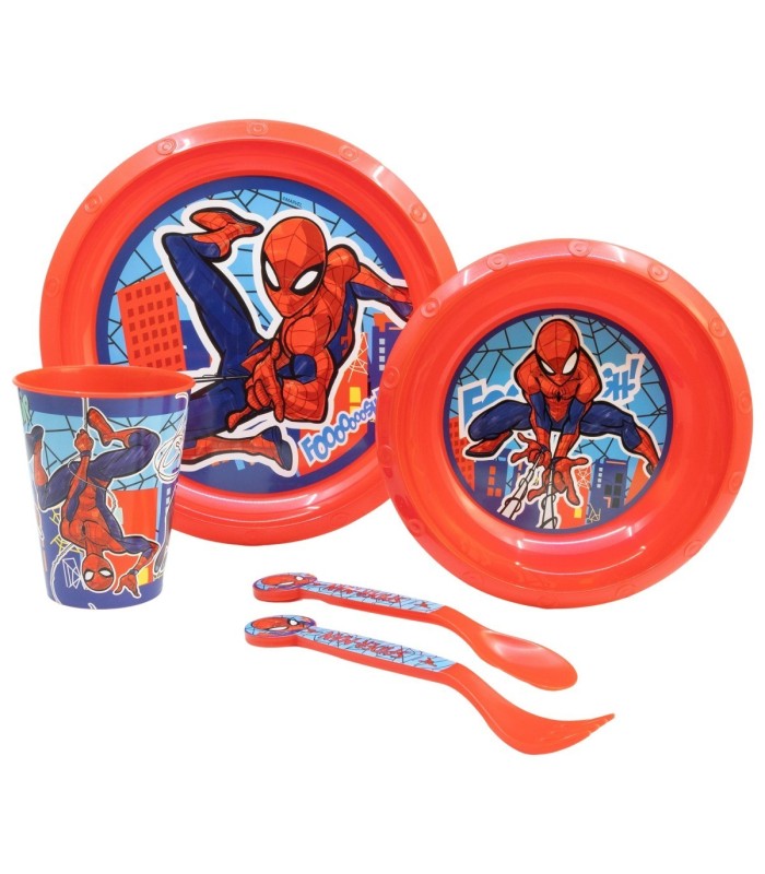 SET EASY 5 PCS (PRATO, BOL, COPO E TALHERES) SPIDERMAN MOB RULES