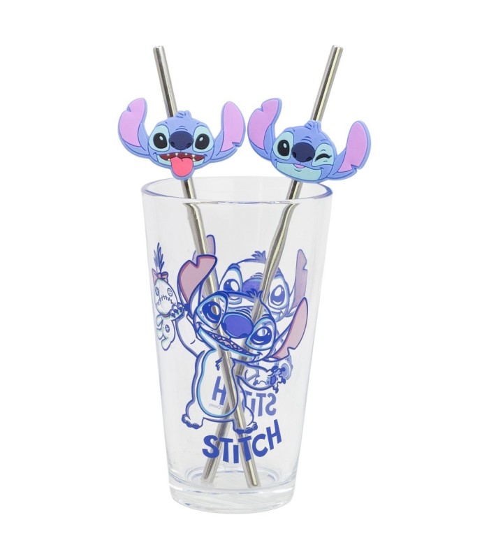 Conjunto Copo com Duas Palhinhas 480 ml Stitch Aloha