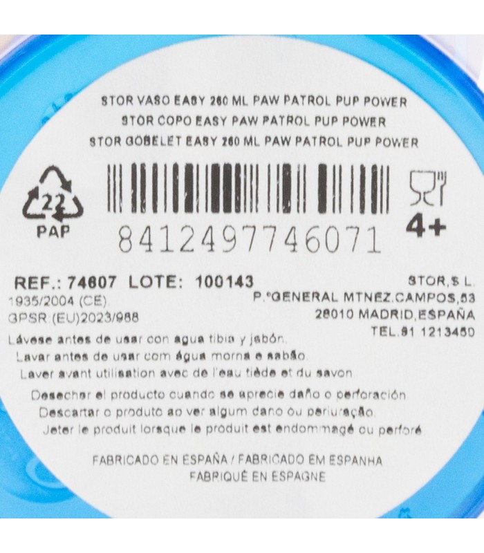 Copo Pequeno 260 ML Patrulha Canina Pup Power