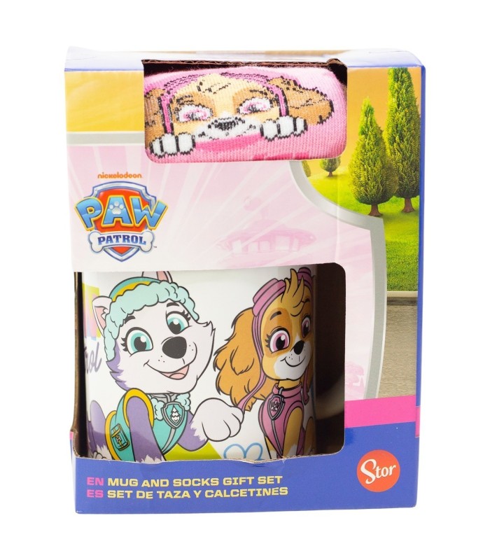Conjunto de Meias e Caneca Cerâmica 325 ml Patrulha Pata Skye
