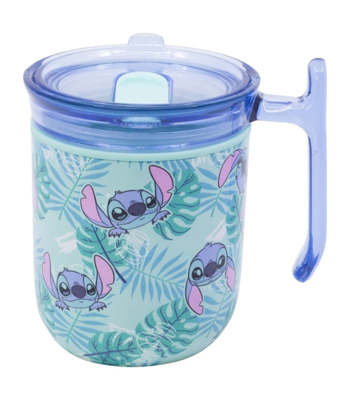Caneca Harmony Dupla Parede com Tampa 470 ml Stitch Aloha