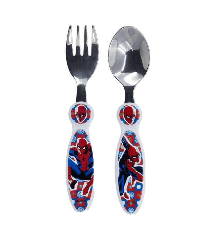 CONJUNTO DE 2 TALHERES METÁLICOS SPIDER-MAN ARACHNID GRID