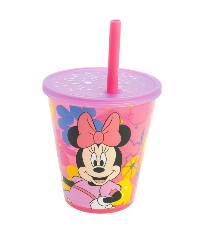 Conjunto 4 Copos Minnie Mouse 285 ml com Palhinha