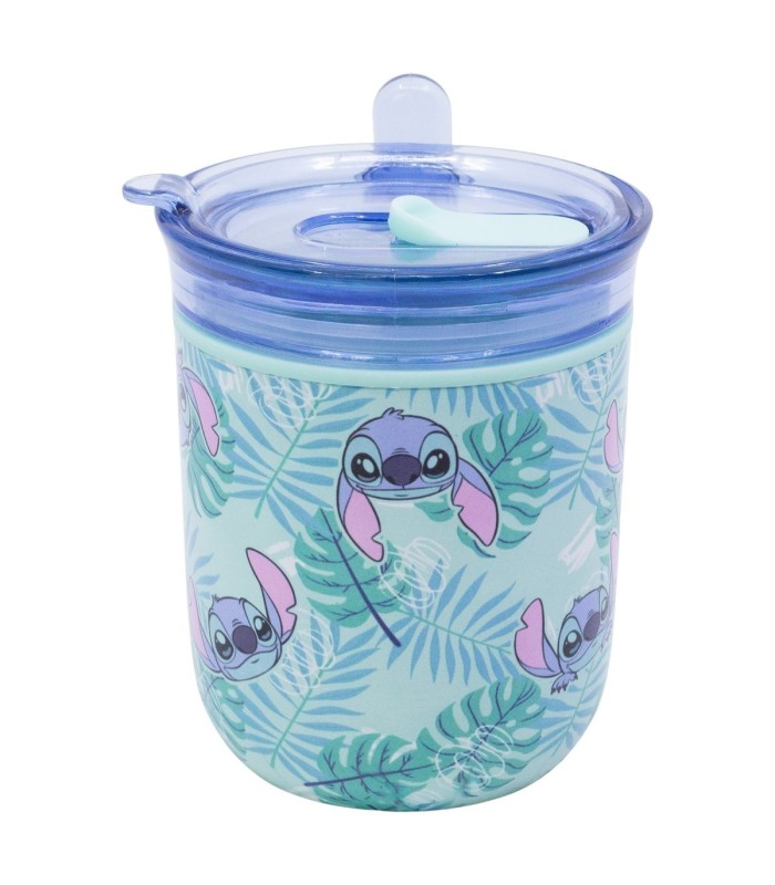 Caneca Harmony Dupla Parede com Tampa 470 ml Stitch Aloha