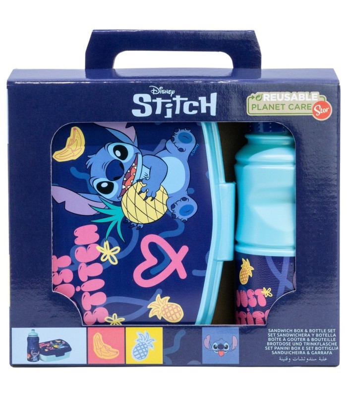 Conjunto Vuelta ao Colégio Stitch: Fiambrera e Garrafa 380ml