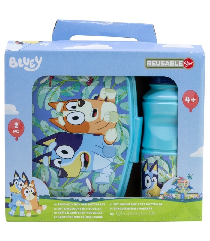 Conjunto Bluey: Fiambrera Rectangular e Garrafa Sport 380 ml