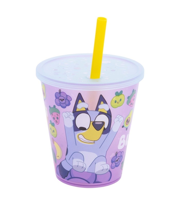 Conjunto 4 PCS Copos Bluey 285 ML com Canudo