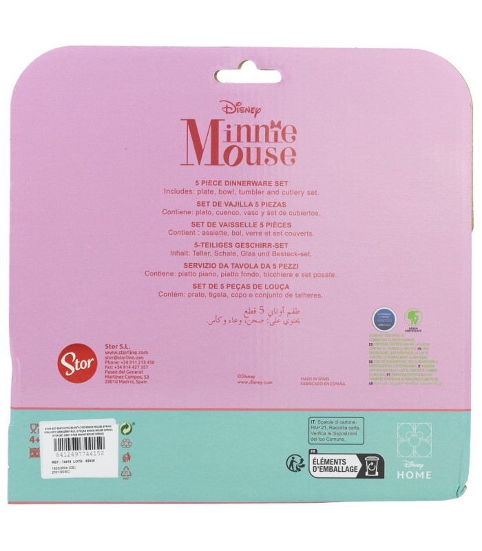 Conjunto Infantil Minnie Mouse 5 PCS (Prato, Tigela, Copo e Talheres)