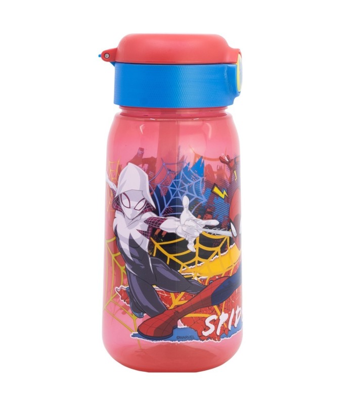 Garrafa Spiderman 510 ml com Palhinha e Tampa Anti Gotejo