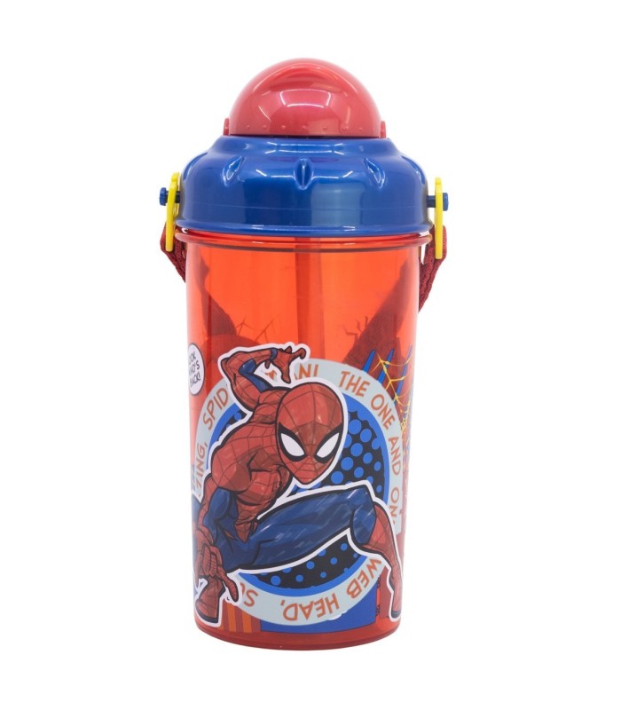 Garrafa Spiderman 465 ml com Palhinha e Correia