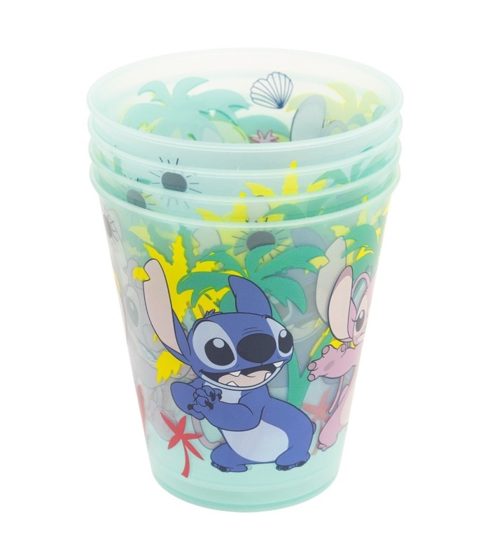 Conjunto 4 Copos Reutilizáveis Stitch 285 ml