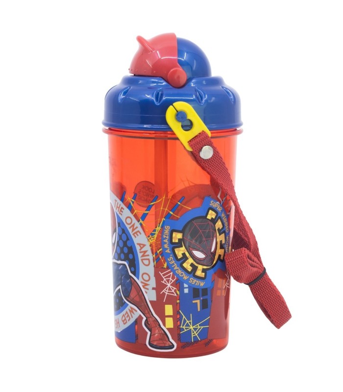 Garrafa Spiderman 465 ml com Palhinha e Correia