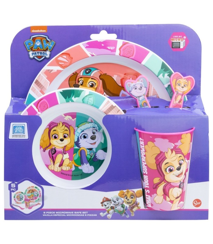 Conjunto Micro 5 PCS (Prato, Taça, Copo e Talheres) Paw Patrol