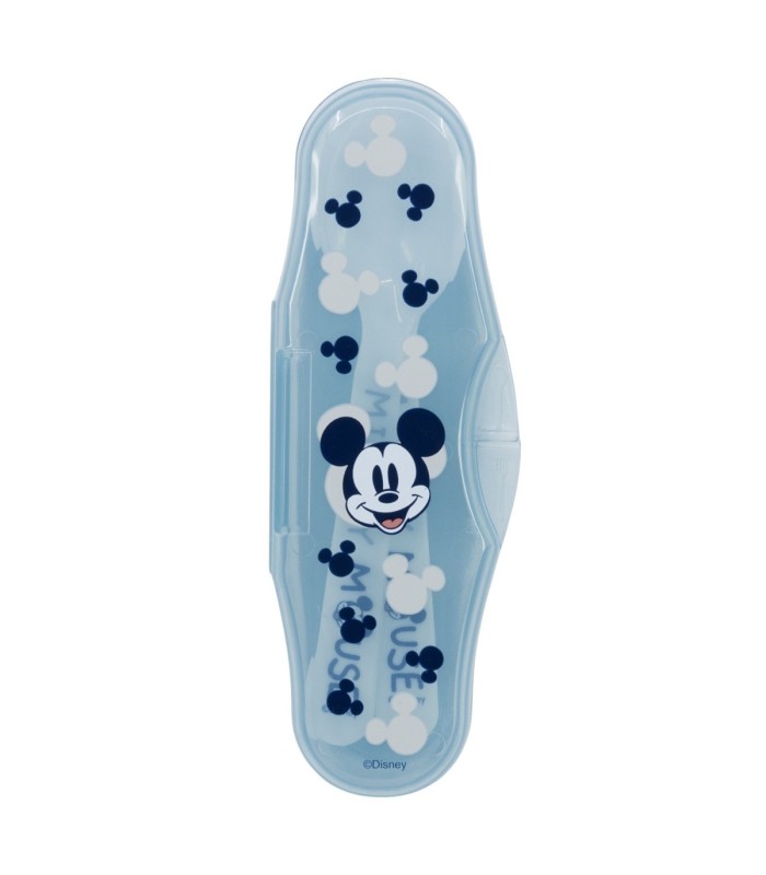 Estojo Toddler 2 Colheres PP Mickey Mouse Sorridente