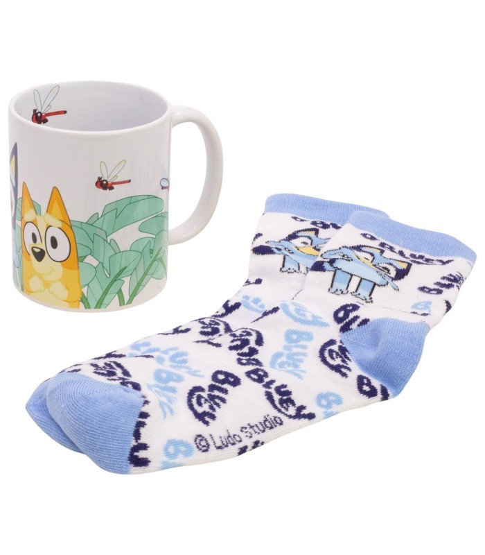 Conjunto de Meias e Caneca Cerâmica 325 ml Bluey