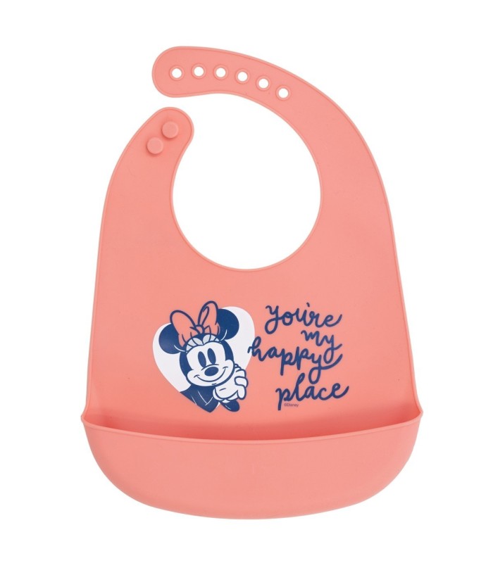 Babete de Silicone Minnie Mouse Coração Cheio
