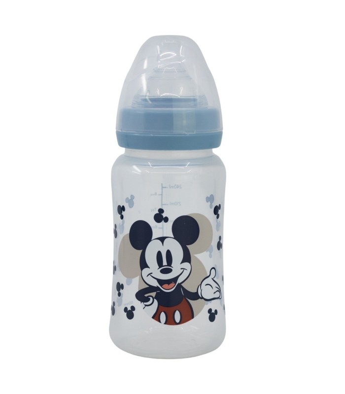 Biberão Mickey Mouse 240 ml com Tetina de Silicone 3 Posições