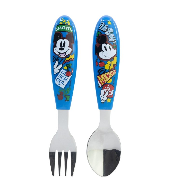 Conjunto de 2 Talheres Metálicos Mickey Mouse