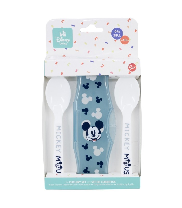 Estojo Toddler 2 Colheres PP Mickey Mouse Sorridente
