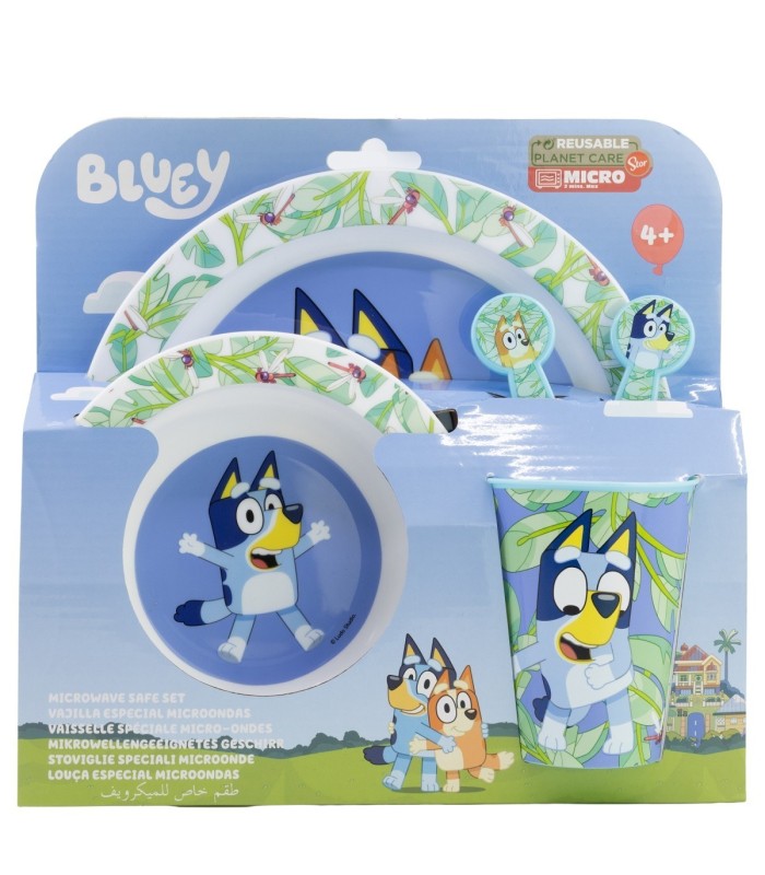 Conjunto Micro 5 PCS (Prato, Tigela, Copo e Talheres) Bluey