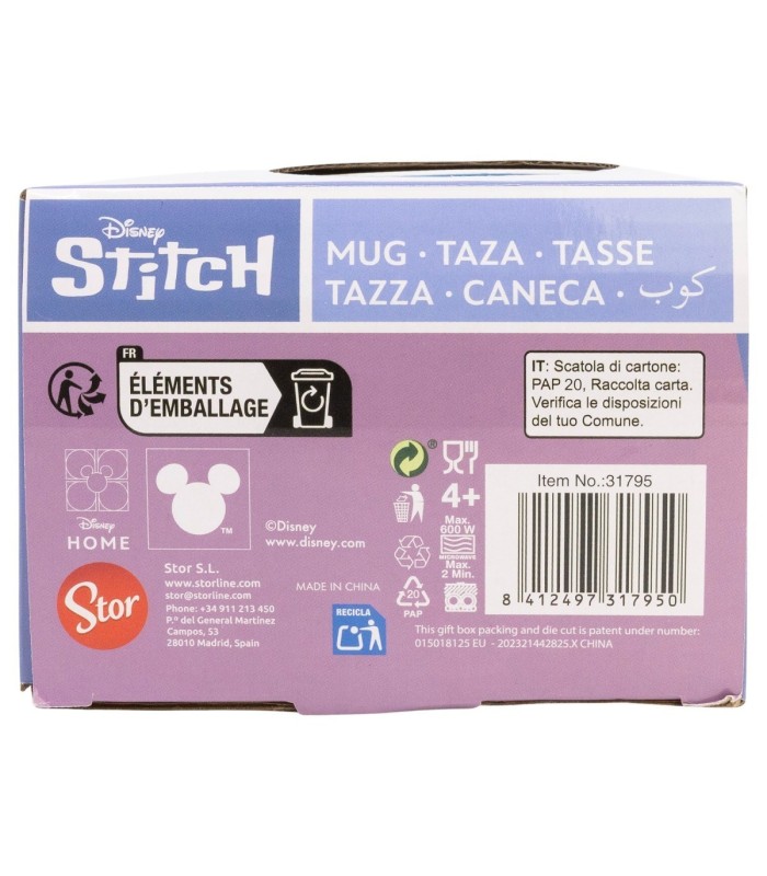 Caneca Cerâmica Globe 380 ml Stitch Aloha em Caixa de Presente
