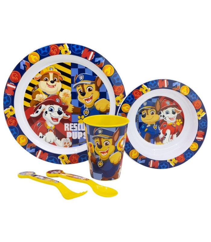Conjunto Micro 5 PCS (Prato, Tigela, Copo e Talheres) Paw Patrol