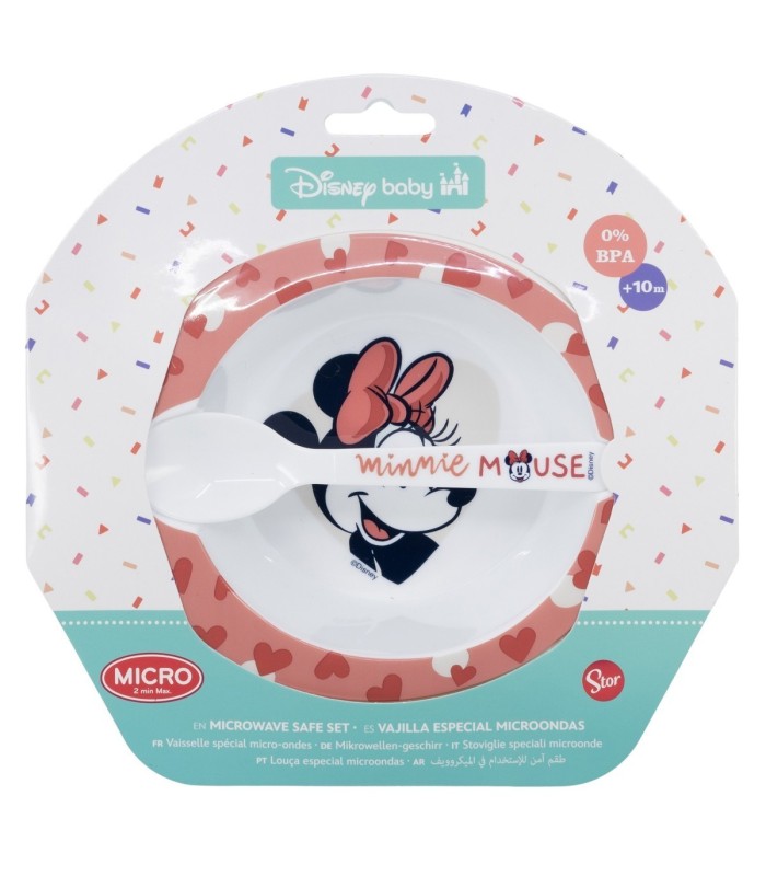 Conjunto Micro Bebé 2 PCS (Tigela e Colher) Minnie Mouse