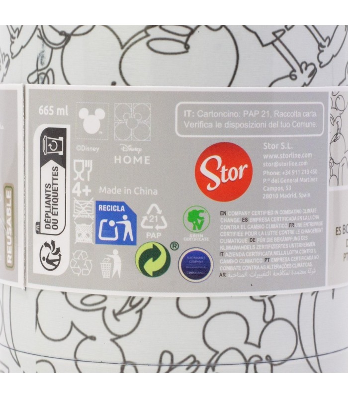 Garrafa Glam Térmica Aço Inoxidável 665 ml Mickey Mouse