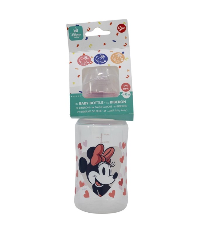 Biberão Minnie Mouse 240 ml com Tetina de Silicone 3 Posições