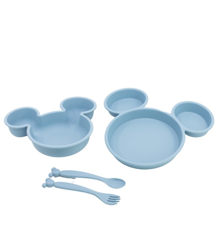 Conjunto de Bebé 4 PCS Mickey Mouse (Prato, Tigela e Talheres)