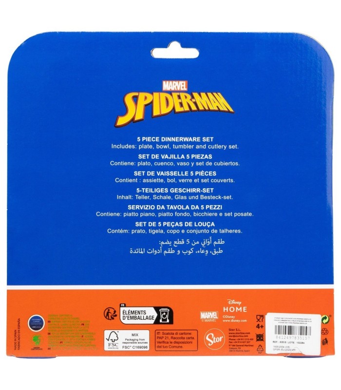 SET EASY 5 PCS (PRATO, BOL, COPO E TALHERES) SPIDERMAN MOB RULES