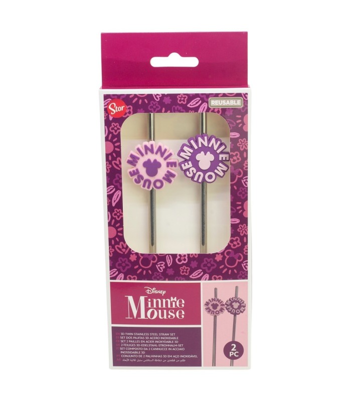 Conjunto de 2 Palhinhas 3D Inox Minnie Mouse Cherrylicious