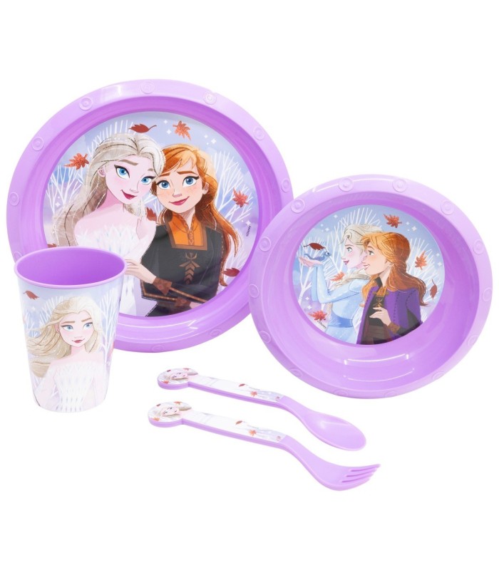 Conjunto Infantil 5 PCS (Prato, Taça, Copo e Talheres) Frozen