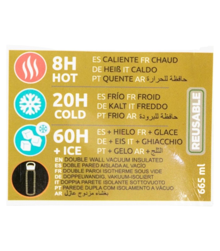 Garrafa Glam Térmica Inox 665 ml Marvel Golden Treasure