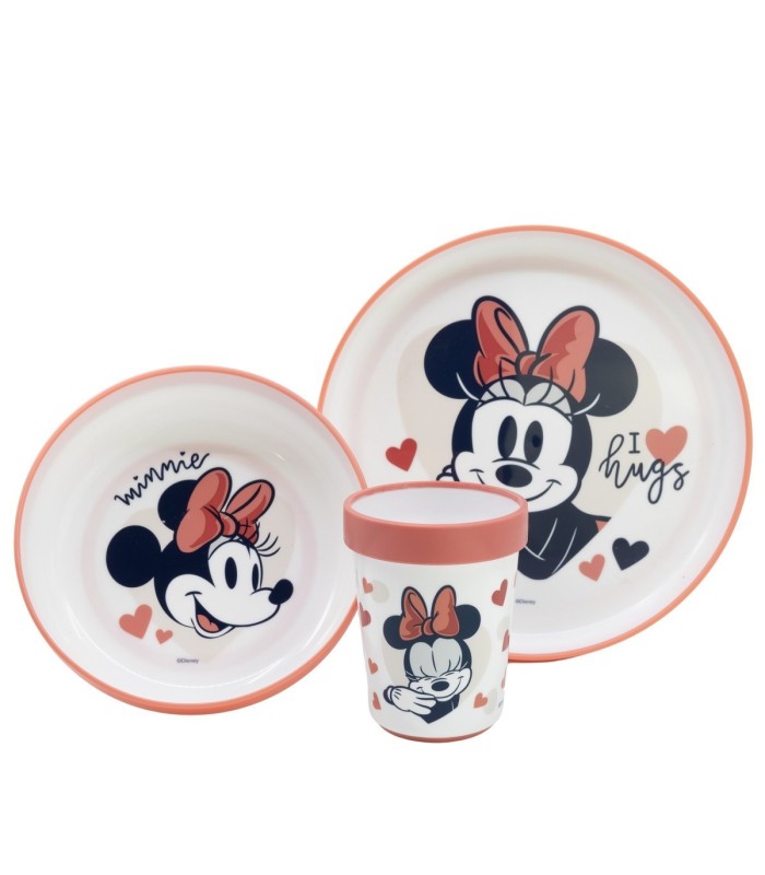 Conjunto 3 PCS Louça Premium Bicolor Antiderrapante Minnie Mouse
