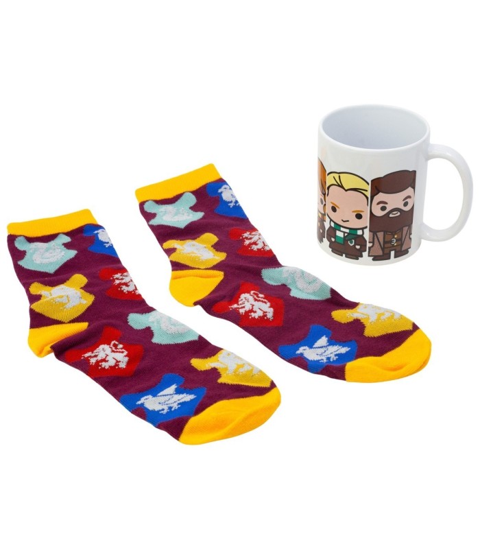 Conjunto de Meias e Caneca Cerâmica 325 ml Harry Potter Chibi