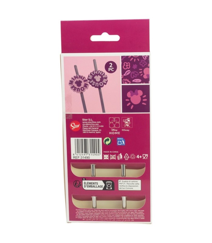 Conjunto de 2 Palhinhas 3D Inox Minnie Mouse Cherrylicious