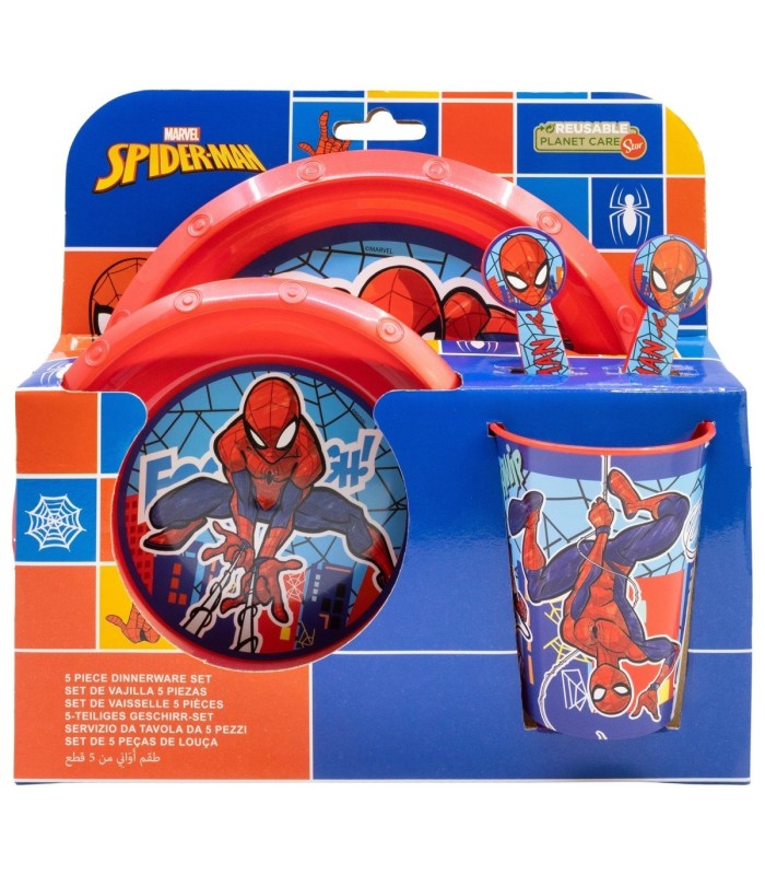 SET EASY 5 PCS (PRATO, BOL, COPO E TALHERES) SPIDERMAN MOB RULES