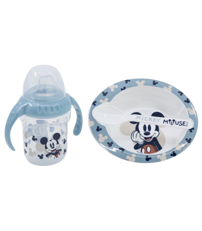 SET 3PCS (CANECAS DE APRENDIZAGEM 250 ML, PRATO E COLHER) MICKEY MOUSE