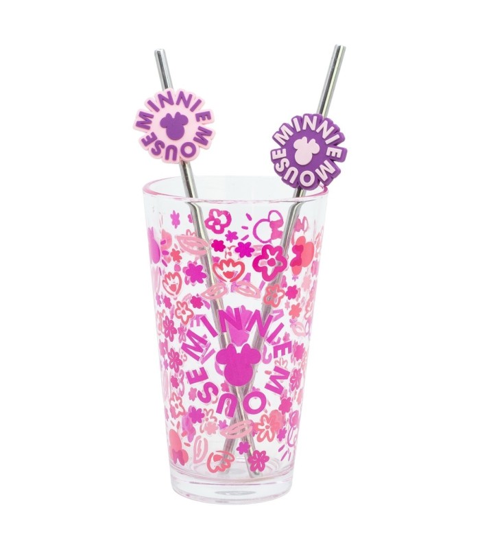 Conjunto Copo com Duas Palhinhas 480 ML Minnie Mouse Cherrylicious